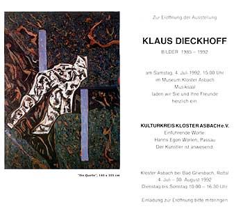 Einladungskarte, Museum Kloster Asbach, 1992